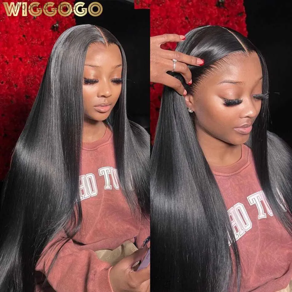 Synthetic Wigs Wiggogo 250 Density 30 40 Inch Bone Straight Lace Front Wigs Human Hair 13X6 13X4 Lace Frontal Wig Hd Lace Wig 13X6 Human Hair Q231019