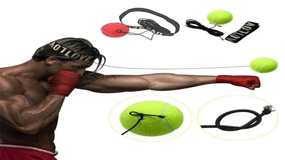 Boksballen geel rood springkussen met hoofdband voor reflex-snelheidstraining boksen punch muay thai-oefening C19040401272w7057353