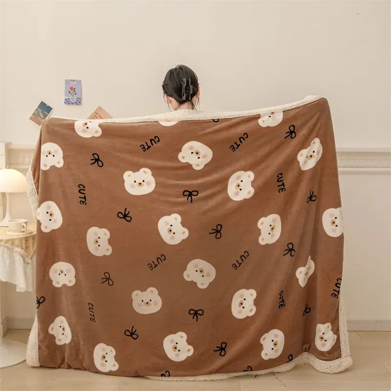 YanYangTian Plaid chaud automne hiver couverture de bande dessinée Double couverture en laine couvre-lit de noël sur le lit housse de canapé respirant 231019