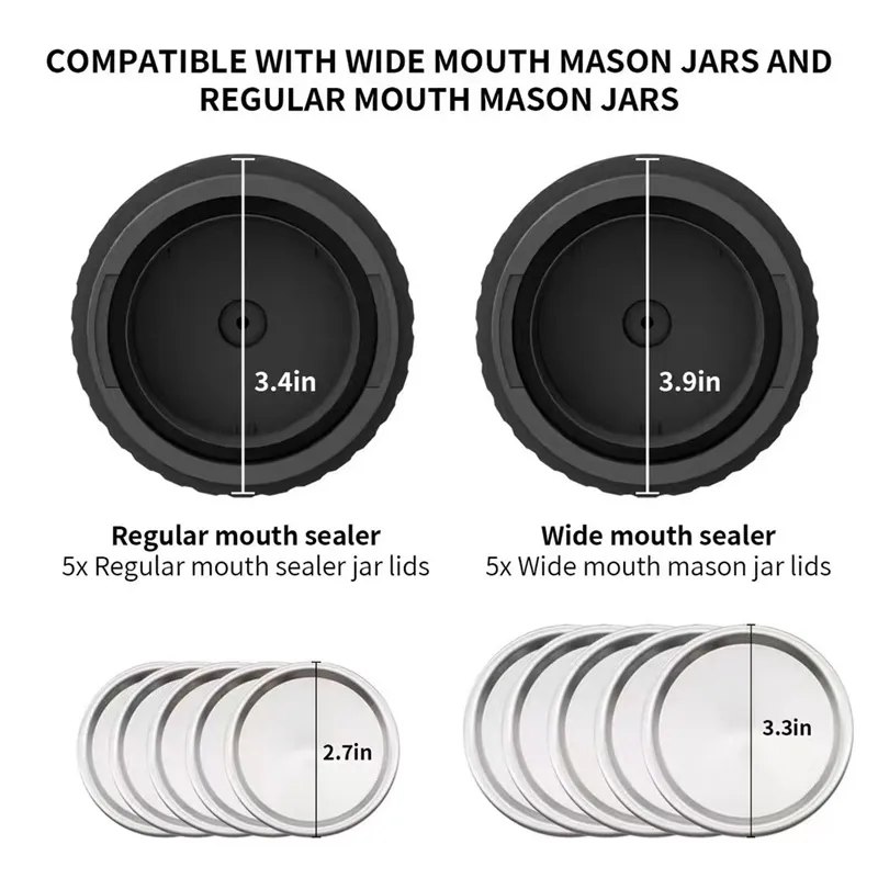 Electric Mason Jar Vacuum Sealer Kit Cordless Auto Jar Sealer for Food Storage with Wide-Mouth and Regular-Mouth Mason Jar Lids