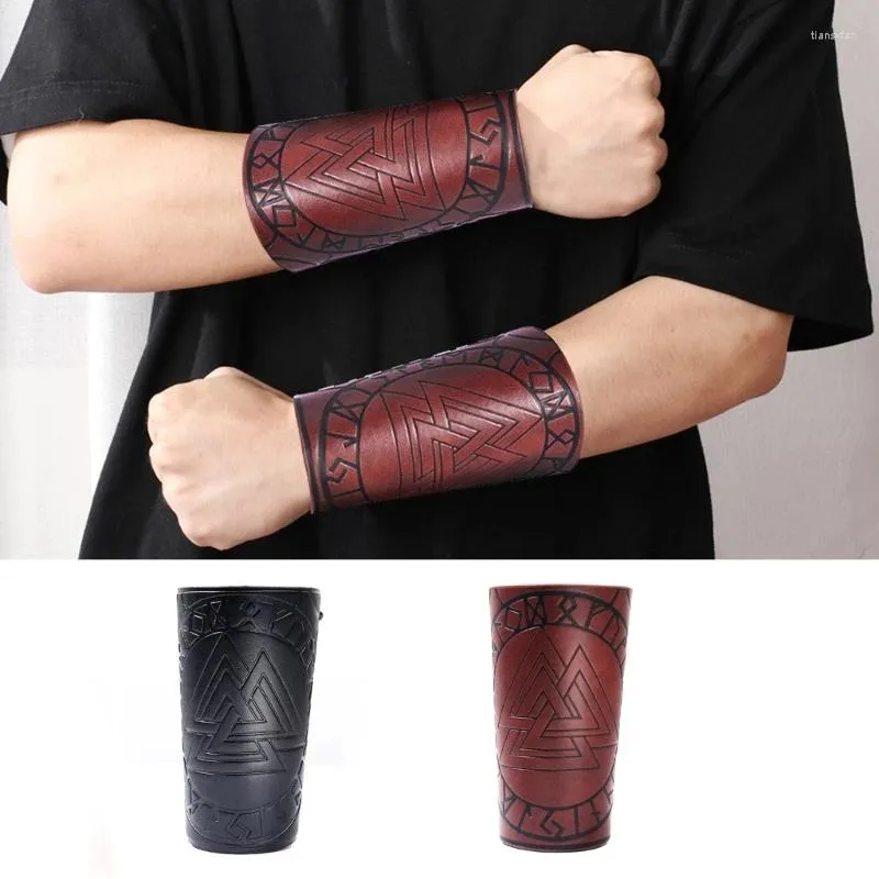 Kniebeschermers Middeleeuwse gotische handschoenen Brede manchetten Bracers Punk Piratenridders Polyester polsband met veters