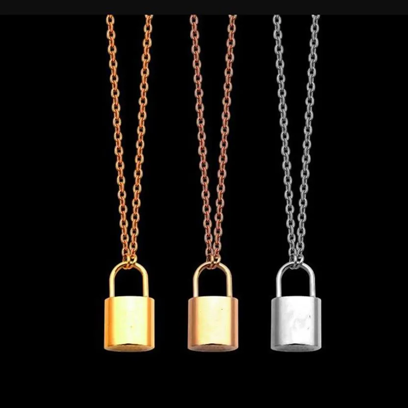 Fashion Jewelry Silver Rose Gold Lock Pendant Designer Halsband 18K Guld rostfria tunna kedja Kvinnor Halsband Fashion Style232T