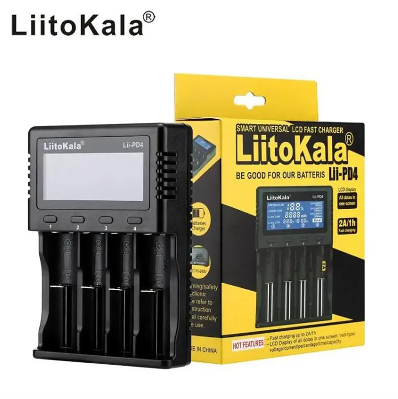 Liitokala lii-pd4 3,7 V 3,2 V 1,2 V bateria inteligentna ładowarka lcd wyświetlacz 18650 21700 26650 20700 18350 26700 AA AAA Batterys