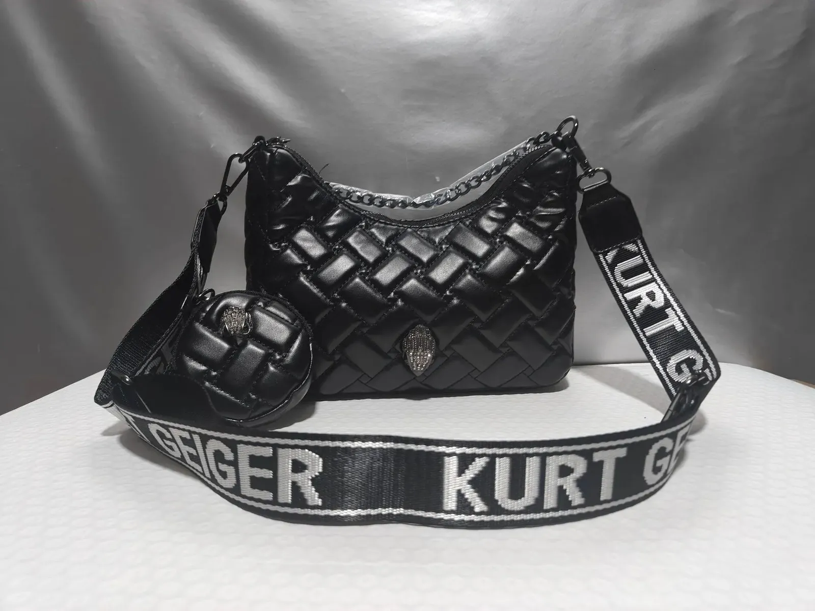 Sacs de soirée Kurt Geiger Sac à bandoulière Crescent à carreaux diamant blancs 231018