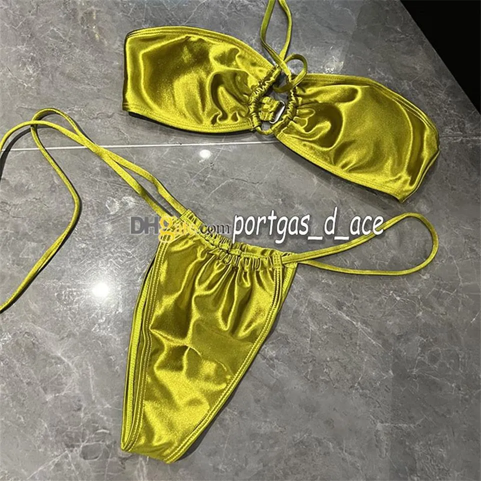 セクシーな女性ビキニセット女性水着ホルターバススーツファッションサマーガールパッド付きスプリット水着223