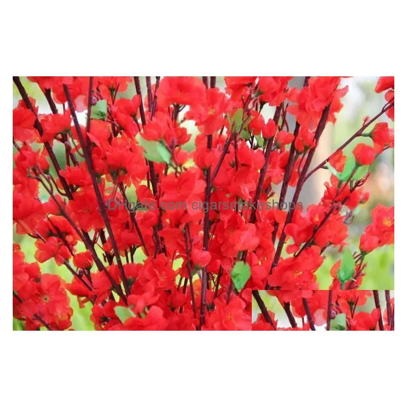 Decorative Flowers & Wreaths Artificial Cherry Spring Plum Peach Blossom Branch Silk Flower Tree For Wedding Party Decoration White Re Dhzgj