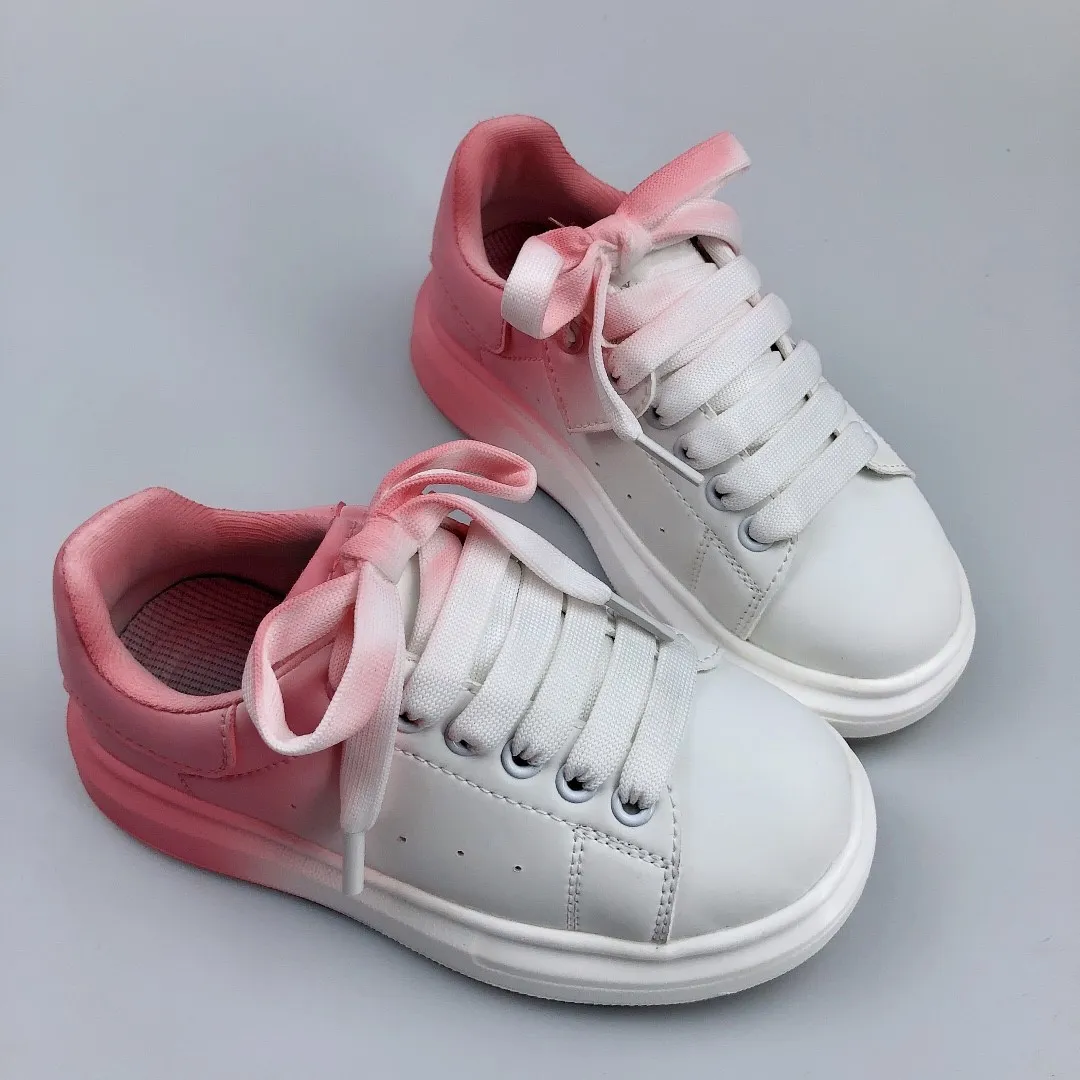 Baskets en cuir pour enfants, chaussures de haute qualité, noires, roses, bleues, blanches, épaisses, unisexes, classiques, pour filles et garçons