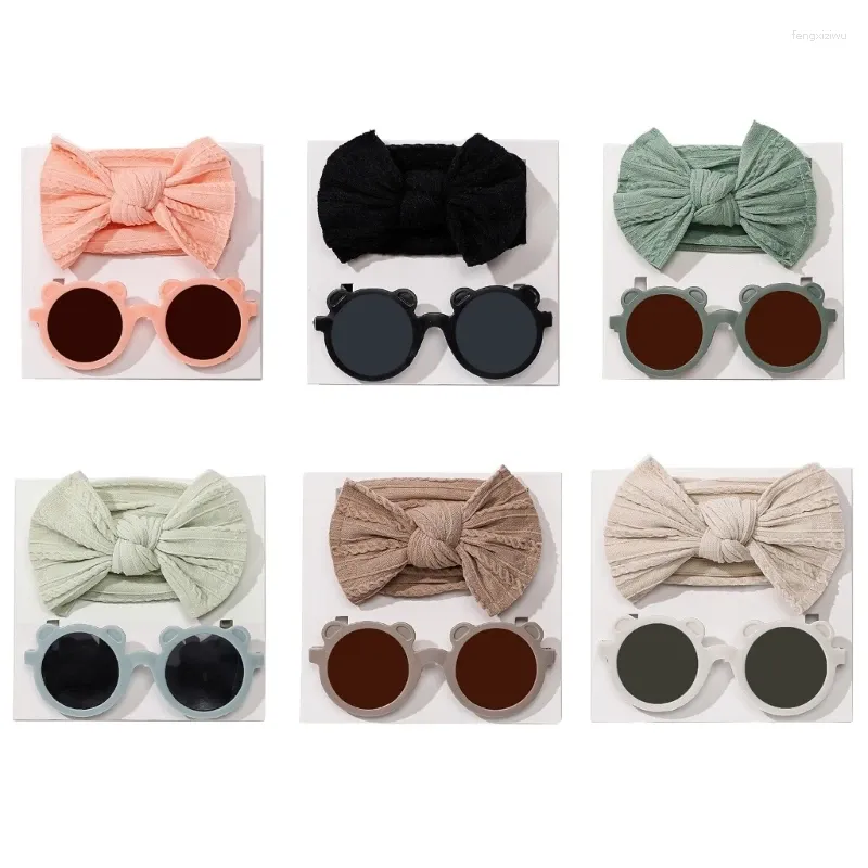 Acessórios de cabelo Headband Sunglasses Set para bebês meninas Nylon Hairband Po posando cocar