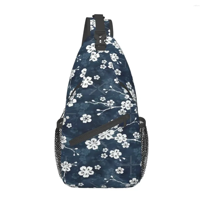 Duffel Bags Navy And White Cherry Blossom Pattern Chest Bag Holiday Polyester Fabric Daily Nice Gift Multi-Style