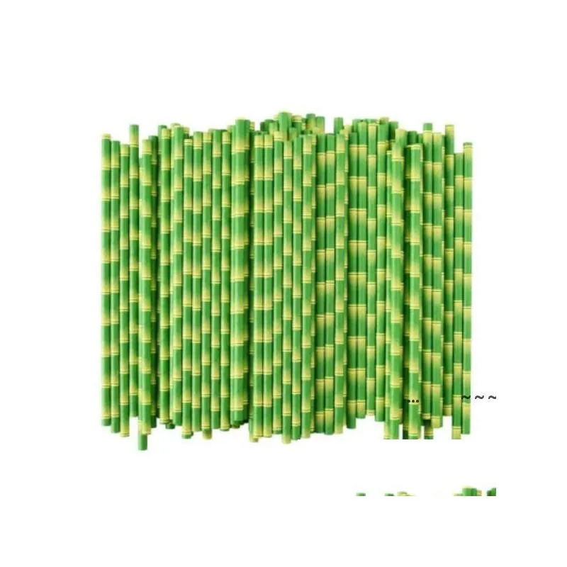 Picie słomy biodegradowalne Bamboo St Paper Green STS Eco Friendly 25 PCS dużo na promocji EWE5743 DOSTAWA DOSTĘPNE ZESTAW GARDOWY DHP7K