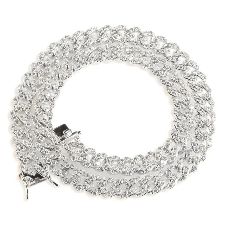 Iced Out Miami Catena a maglia cubana Argento Catene d'oro da uomo Collana Bracciale Moda Gioielli Hip Hop 9MM236z