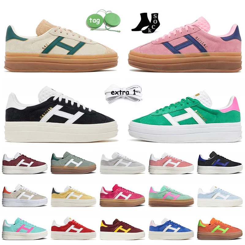 Lage dames gedurfde designer casual schoenen roze gom crème collegiaal groen zonne-oranje wit zwart suède platform sneakers platte plaat-forme sportschoenen