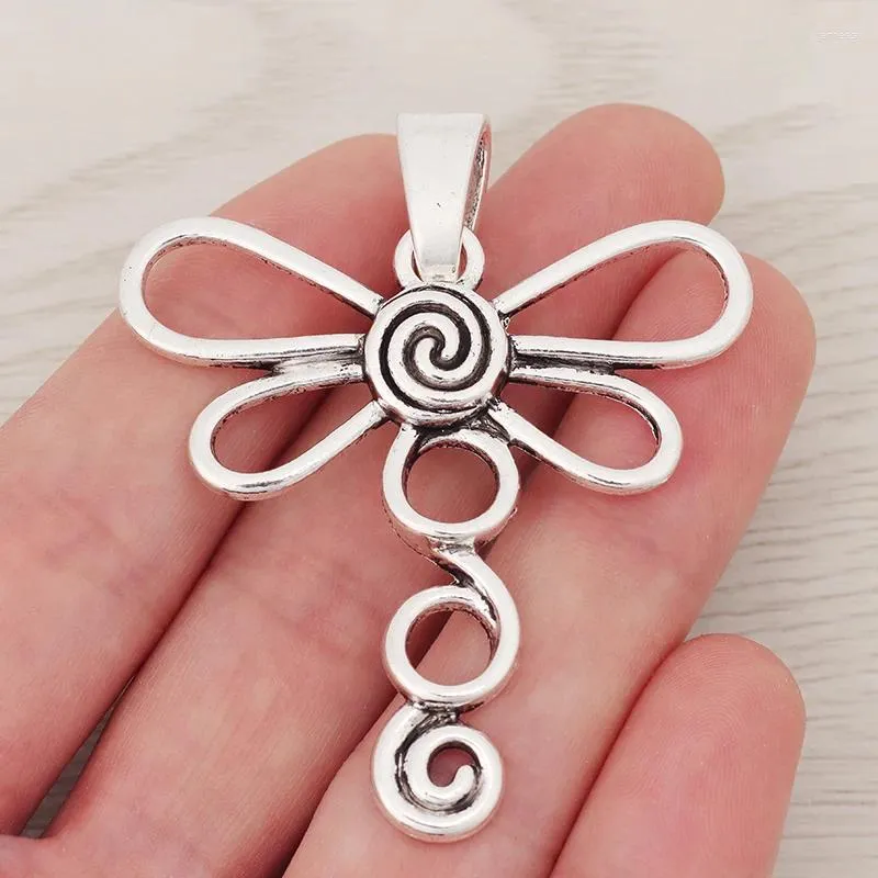 Kolye Kolyeleri 3 X Tibet Gümüş Hollow Açık Swirl Spiral Böcek Dragonfly Takılar DIY Kolye Takı Yapma Bulgunu