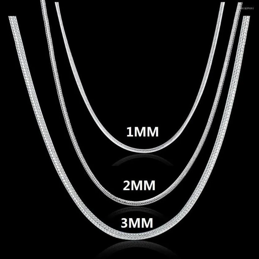 Pingente colares encantos 1mm 2mm 3mm cadeia de cobra sólida 925 carimbado colar de prata para homens mulheres moda festa de casamento jóias gif2562