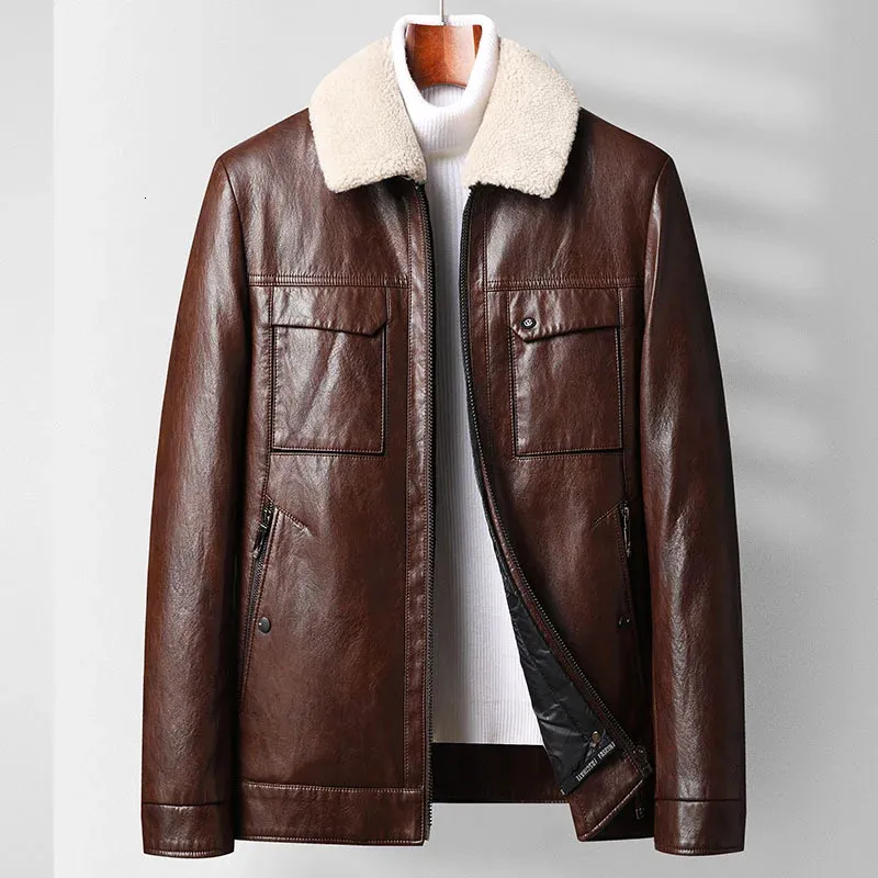 Men's Leather Faux Leather Winter Mens Clothing Natural Sheep Leather Real Fur Male Long Plush Thick Over Sheepskin Jackets Large Size Coat Parka M-4XL 231018