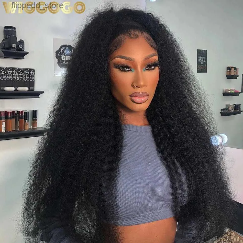 Synthetic Wigs Wiggogo 250 Density 13X6 Hd Lace Frontal Wig Curly Lace Front Human Hair Wigs 13X4 Lace Frontal Wigs Water Deep Wave Hd Lace Wig Q231019