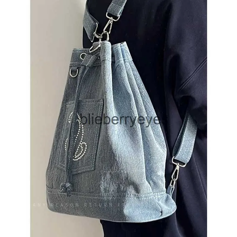 Cross Body Casual Denim String Mini Backpack Vintage Studenci Bagaż torebka torebka dżinsy plecaki wiadra