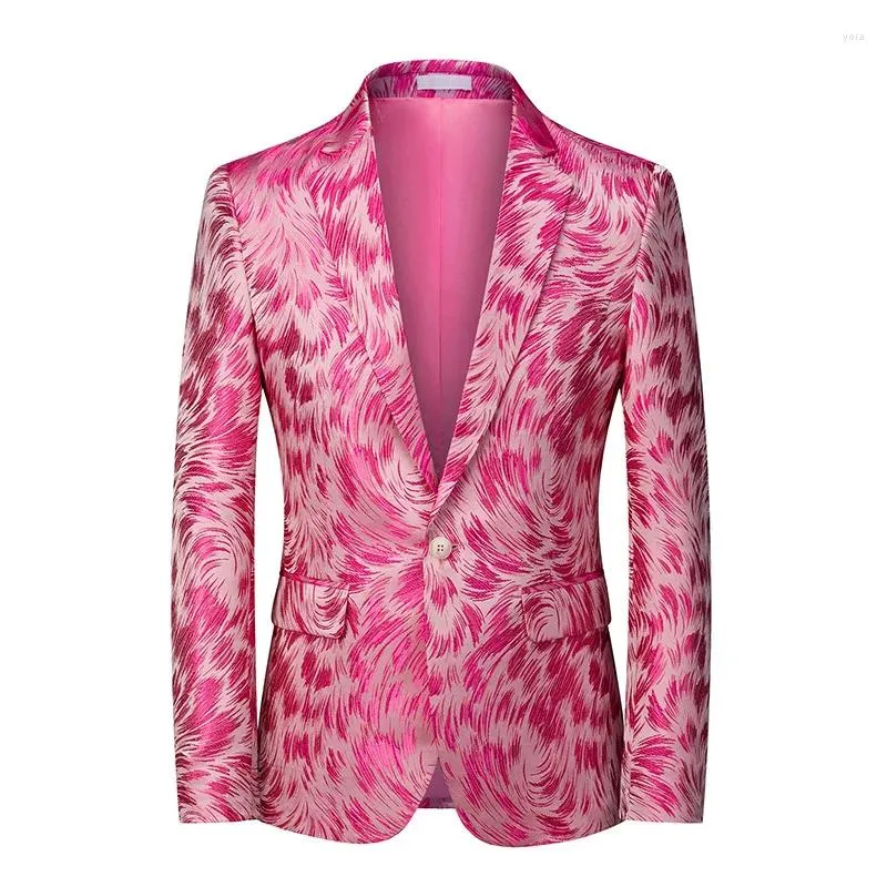 Costumes pour hommes Printemps Automne Style coréen Hommes Créateur de mode Dobby Floral Blazer Manteau Homme Violet Jaune Bleu Jacquard Fleur Blazers Manteaux