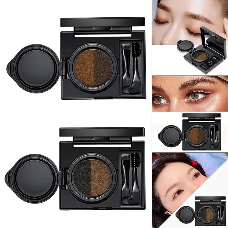 Ögonbrynsförstärkare 2 Färg Eyebrow Cream Enhancers Waterproof Eyebrow Powder Air-Cushion Dye Långvarig flytande ögonbrynsförstärkare Cream med borste 231018