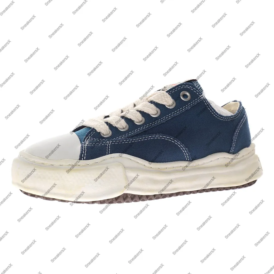 Maison Mihara Yasuhiro Peterson Sapatos de lona tingidos para homens MMY lavado tênis masculino designer vintage sapato plataforma feminino tênis feminino plataformas em azul