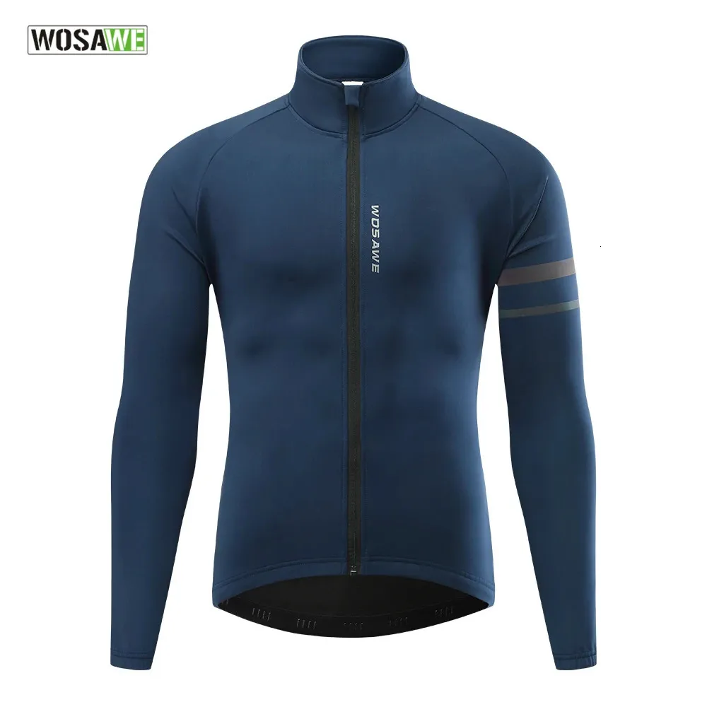 Chaquetas de ciclismo WOSAWE Chaqueta de ciclismo térmica de invierno para hombre Forro polar Jersey de manga larga A prueba de viento Correr Montar Ciclismo Ropa de ciclismo 231018