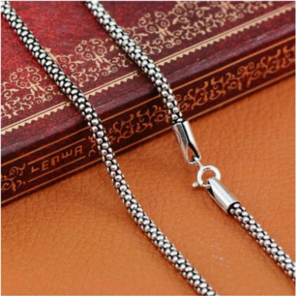 Whole-Whole 100% Real Pure 925 Sterling Silver necklace Women men Italy chain retro vintage brand Jewelry ML266b