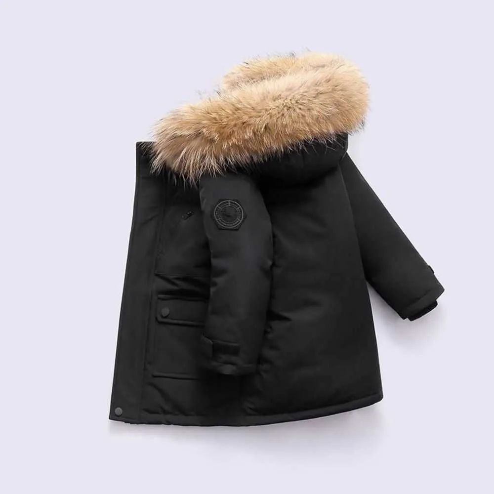 Set di abbigliamento 2023 Inverno Designer Bambini Cappotto Piumino per ragazzi Vera pelliccia di procione Spessore caldo Capispalla per bambini Cappotti 2-12 Ragazze Giacche Anni Bambino