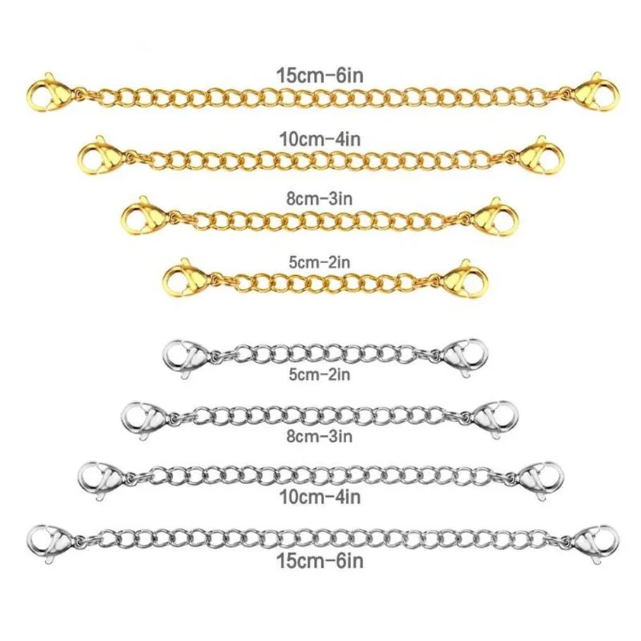 Chains Whole 8pcs lot 316L Plating Extended Chain Necklace Stainless Steel Rolo Gold Color 2 3 4 6 Inch ChainChains340H