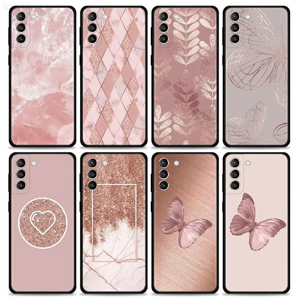 携帯電話のケースSAMSUNG S20 FE CASO GOLD GOLD PINK PINK ROSE GLITTER HEATS GALAXY S21 ULTRA S9 S10 PLUS LITE S10E SHELL L2301019のMobilephone Case Guscio