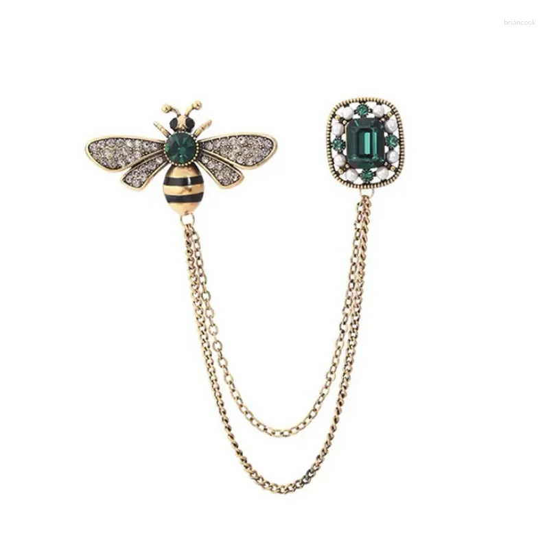 Brooches Rerto Bee Crystal For Women Enamel Rhinestone Animal Tassel Lapel Pins Men's Suit Collar Pin Badge Accessories