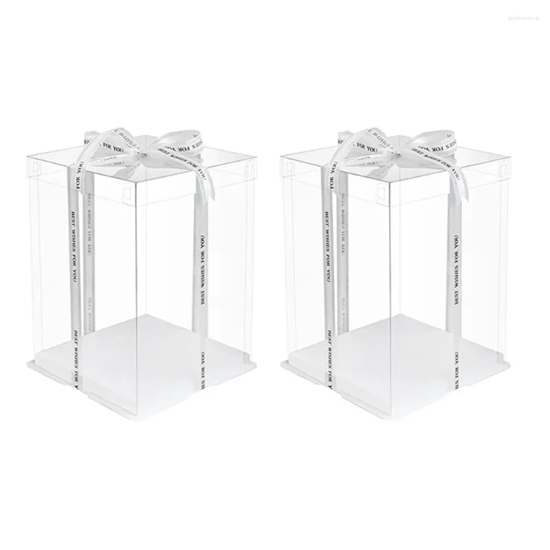 Cadeau cadeau 2 pcs boîte à gâteaux en plastique récipient à pain entièrement transparent de qualité alimentaire carte blanche bébé