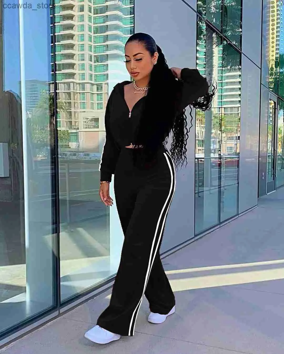 Elegant Velvet Two Piece Set For Women Sexy Hooded Cardigan Women Long  Sleeve Top And Wide Leg Pants 2023 Casual Outfit From Ccawda, $11.7