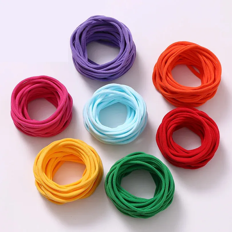 Haarschmuck 100 teile/los Baby Mädchen DIY Stretchy Dünne Nylon Elastische Abendessen Weiche Stirnband Säuglings Kopfbedeckungen Artikel 231019