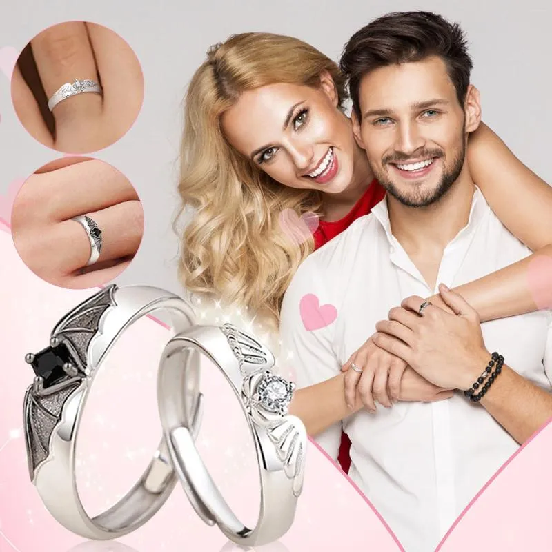 Cluster-Ringe, Schmuck für Frauen, Engel, passendes Versprechen, Paare, Freunde, süßes Liebesgeschenk, Geschenk für ihn, sie, Frauen, Männer, Freund