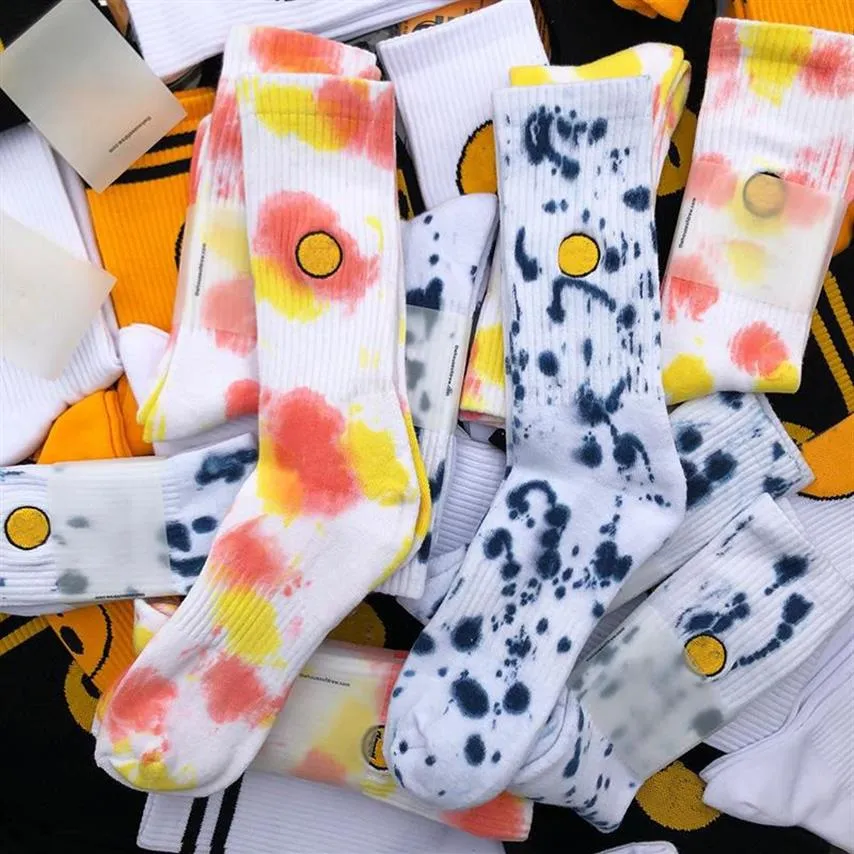 Tie Dye Cotton Socks Hip Hop Letter Printing Street Socks Manliga kvinnliga Casual Streetwear2373