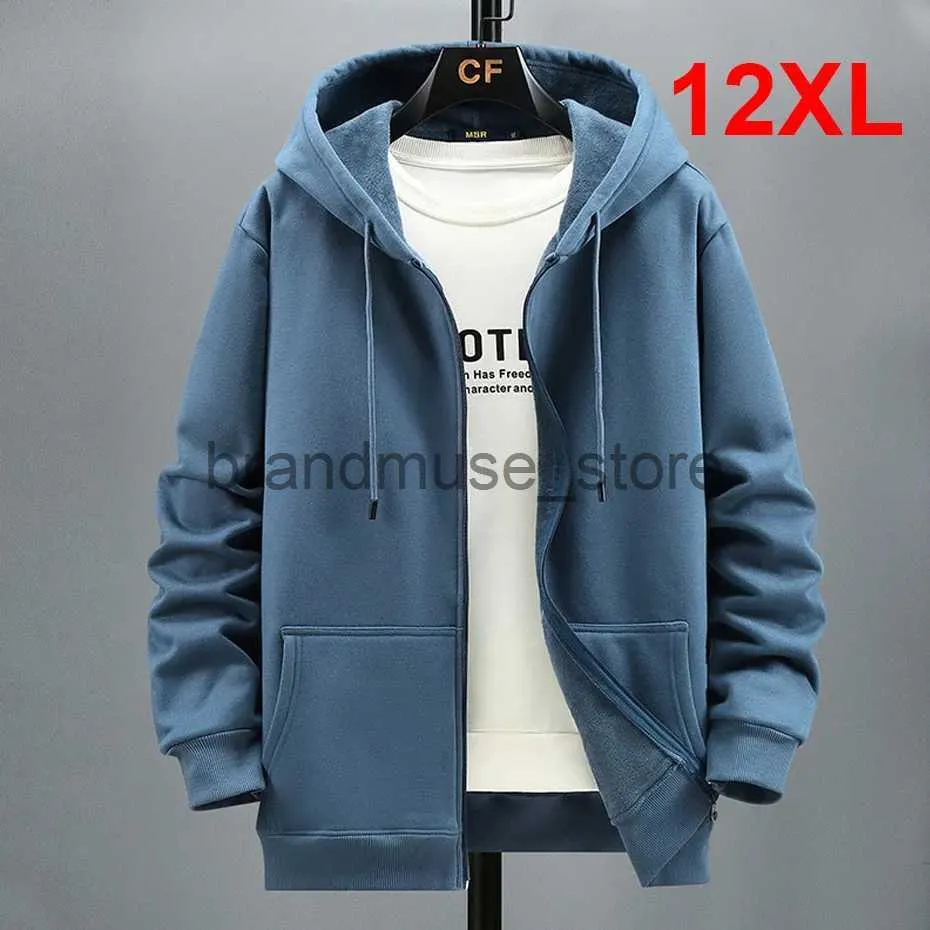 Sweats à capuche pour hommes Sweatshirts 10XL Plus Sweat à capuche Hommes Automne Hiver Polaire Couleur Unie Veste À Capuche Grande Taille 12XL Bleu Noir Rouge Gris J231019