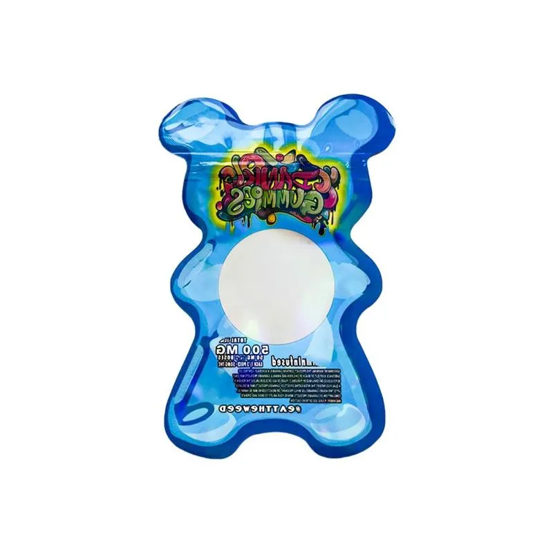 Special shaped Bears Bags Wholesale Edibles Dank Gummies 500mg Gummy Bag  Worms Cubes Packaging edible Mylar bagss green blue red purple Ugdn