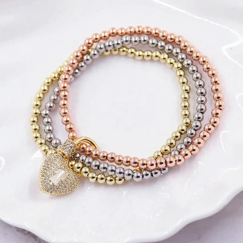 Strand Moda Classica Bracciale in acciaio inossidabile con perline Croce/Stella/Cuore Graffetta 4MM Perline CZ Catena in metallo per donna Uomo Gioielli Regali