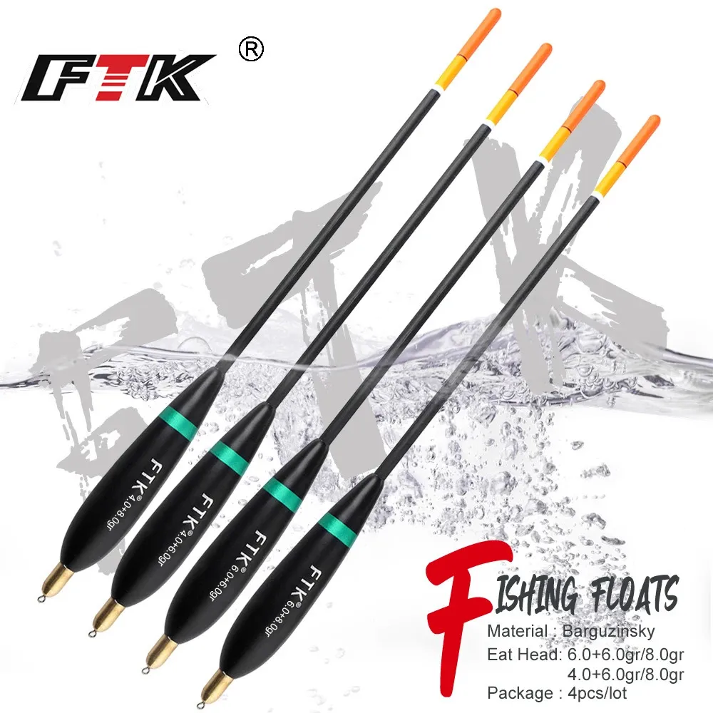 Akcesoria rybackie FTK 4PCS/LOT BARGUZINSKY FIR FLAT BOUBBER WIĘCEJ Bojka Pionowa Mieszana rozmiar Pesca Balsa Float Set Stopper Peche Accesoires 231018