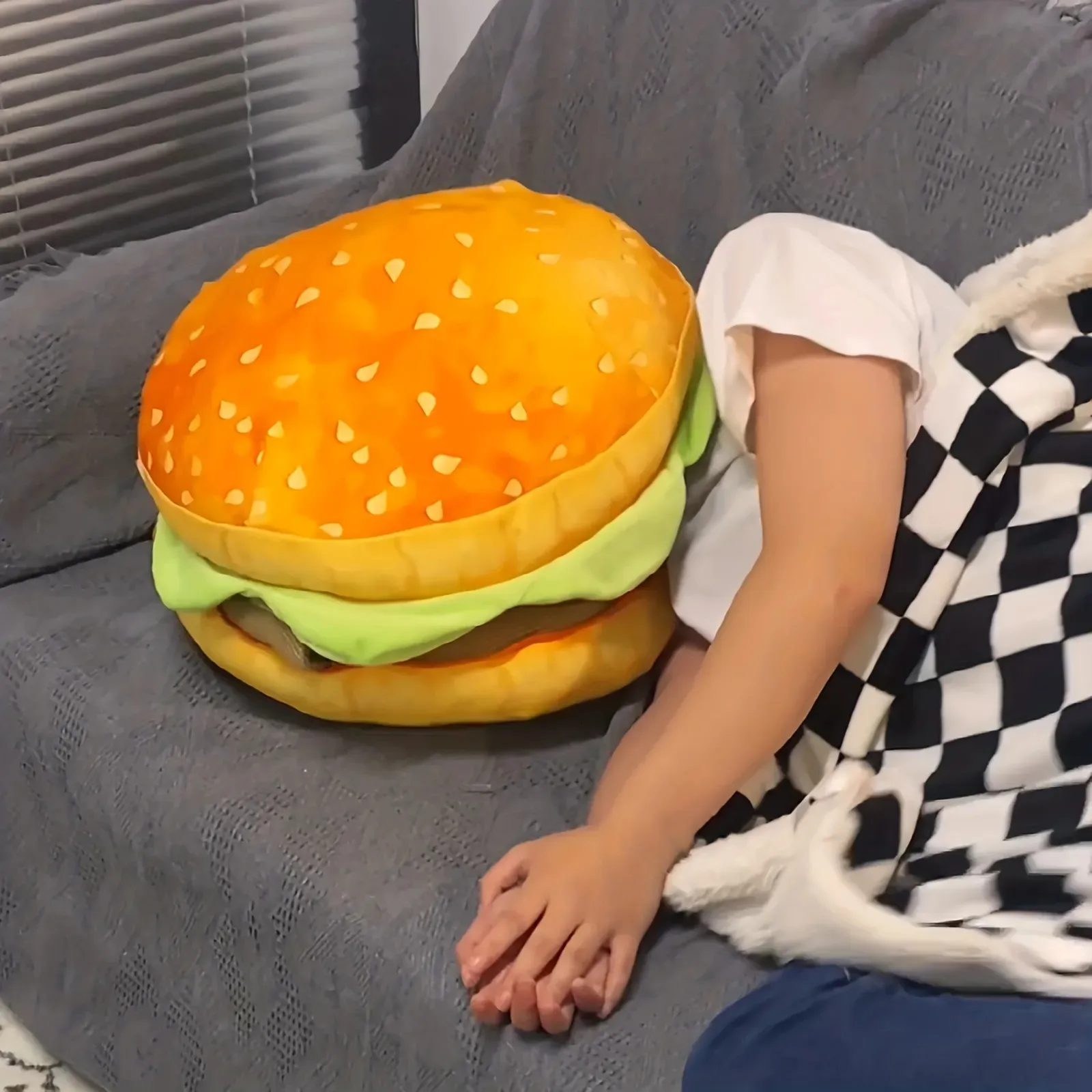 Realistic Burger Pillow - Fun Food Plush, Cheeseburger Cushion Realistic Burger Pillow - Fun Food Plush, Cheeseburger Cushion