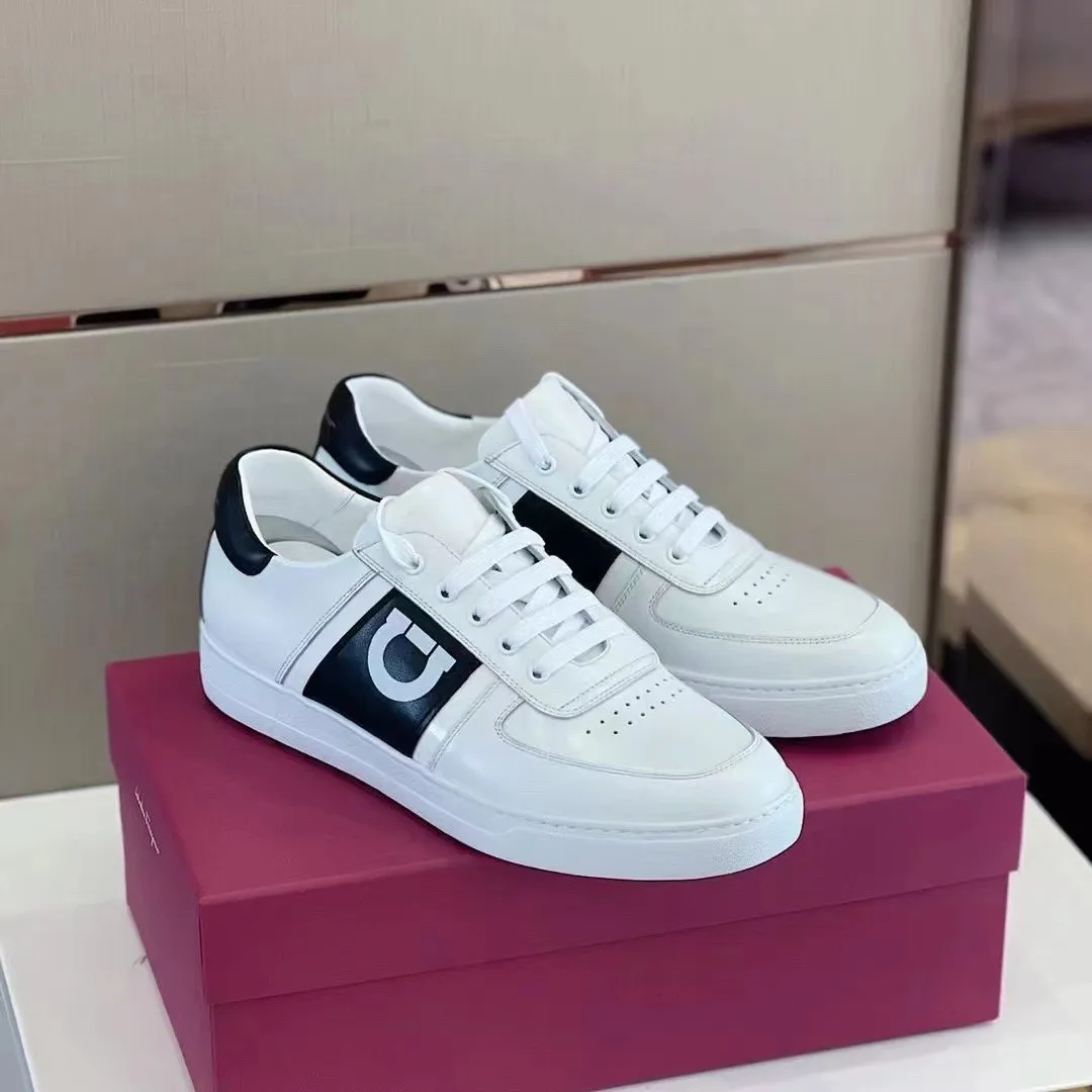 Feragamo Brand Style S Shoe-Shoe High Sneakers Gancini Quality Mens Cuir Designer Low Leisure Men brodé Modèle Casual Up Chaussures 01 Luxury 2XQD