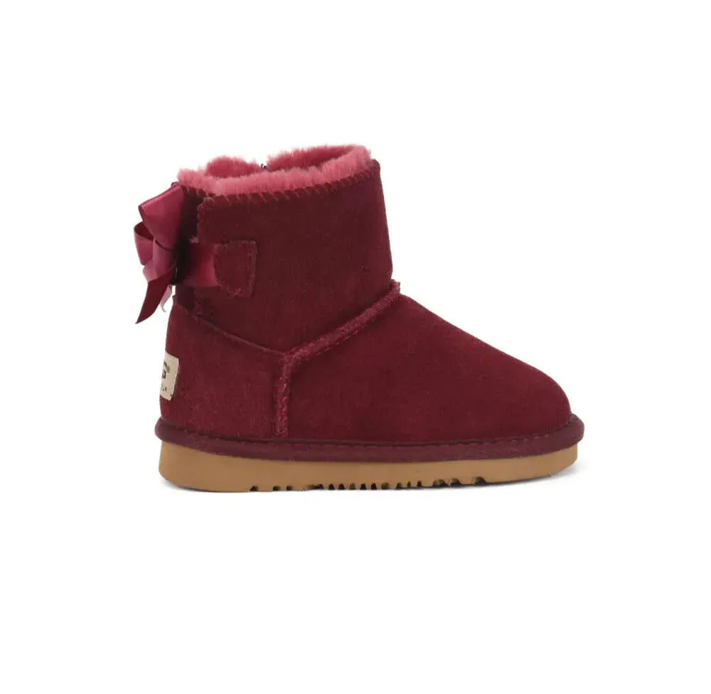 Kids Bailey 2 Bogen Laarzen Echt Leer Peuters Snowboots Effen Botas De Nieve Winter Meisjes Schoeisel Peuter Meisjes Boots132