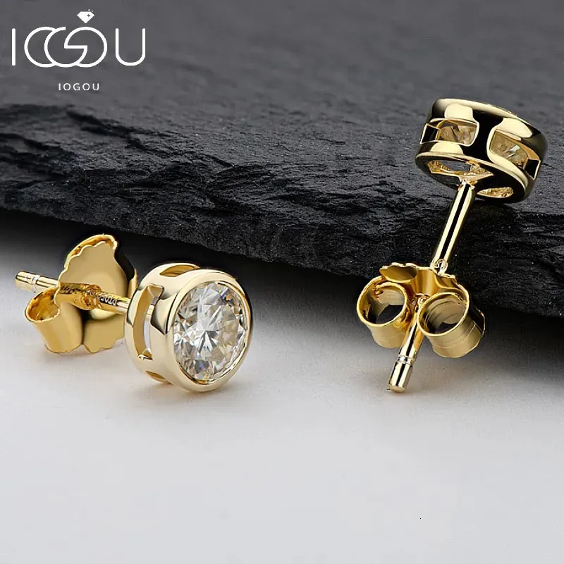 Stud IOGOU réel 0.5/1 Carat D couleur diamant boucles d'oreilles pour femmes 100% 925 argent Sterling bijoux étincelants 231018