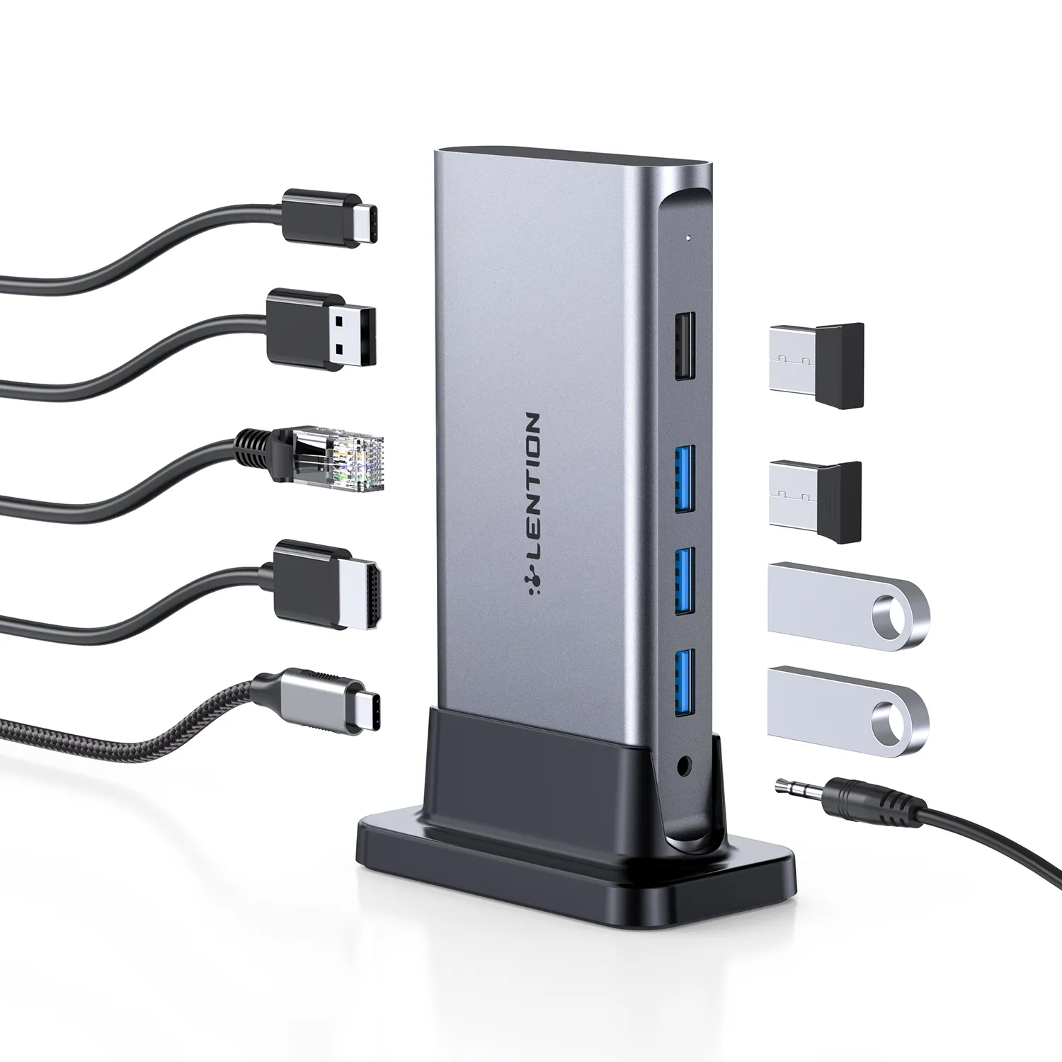 linenty USB C stocking مع 4K 60Hz HDMI ، USB 3.0/2.0 ، Gigabit Ethernet ، محول 100W PD AUX لعام 2023-2016 MACBOOK PRO/MAC AIR/STEAF