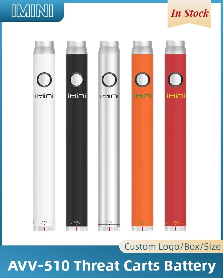 Shenzhen Fabrika Otantik Imini 380mAH Değişken Voltaj Ön ısıtma Pil 0.8ohm Meytan Bobini 18ml E Sigara Kalın Yağ Vape Sepetleri için İplik 3.3-3.8-4.3-4.8V Buhar