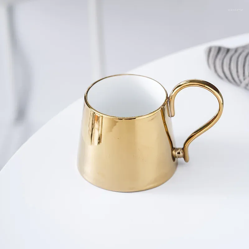 Mugs Electroplated Light Luxury Nordic Mug Ceramic Coffee Cup Milk Juice Tea Cups Original And Funny To Give Away Drinkware