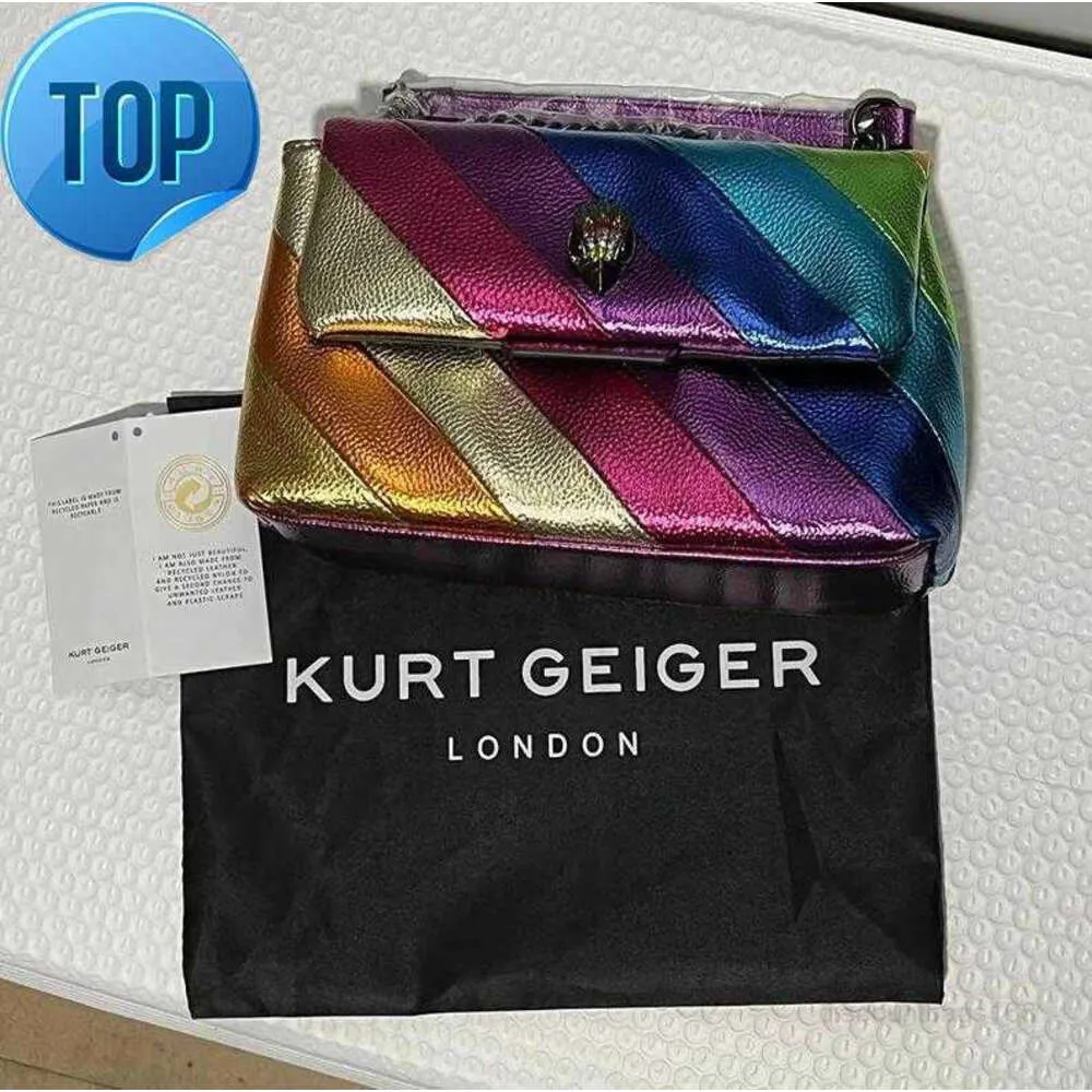 Kurt Geiger Mini Kensington Liefde Hart Schoudertassen Keten Handtas Vrouwen Regenboog Koe Lederen Eagle Cross Body Bag Crossbody Portemonnee Grils Qute Handbagshk5