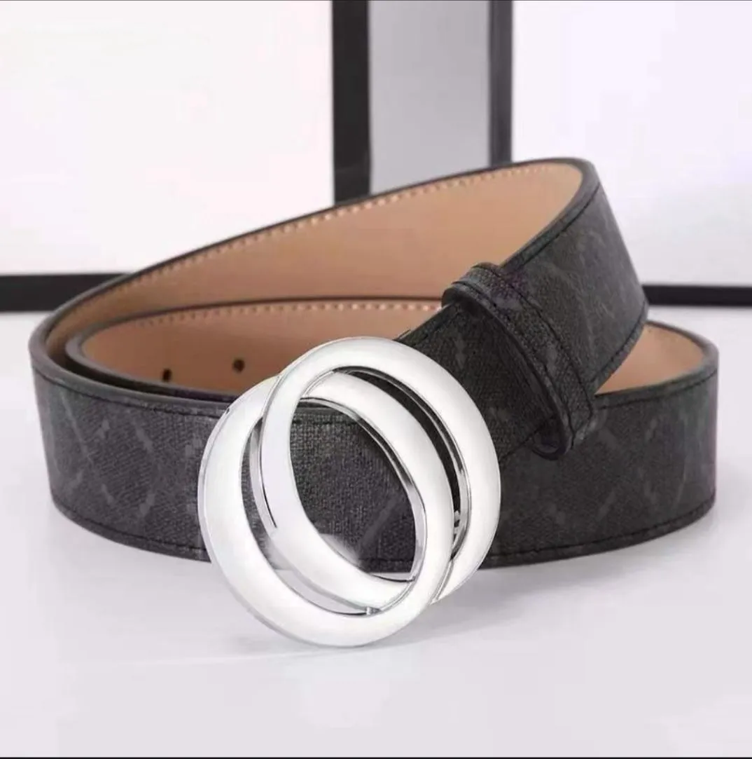Designer Belt lyxiga kvinnors herrbälten Fashion Classical Bronze Big Smooth Buckle Real Leather Strap 3.8 cm svart färg Matchande presentförpackning Jul