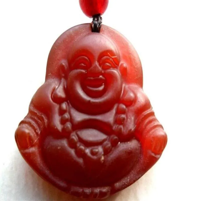 Halskette Antiker Buddha-Anhänger aus natürlicher roter Jade Halskette214y