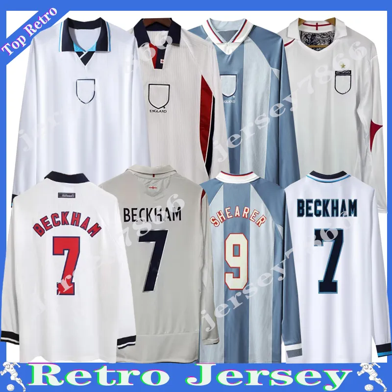 1996 1998 2006 Retro Shearer Beckham voetbalshirt met lange mouwen Engeland Gerrard Scholes Owen Heskey Gascoigne Vintage korte mouw Klassiek